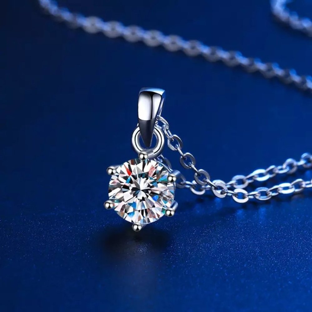 Certified 1ct. t.w. Diamond Round Necklace 18k White Gold over Italy Silver - Picture 4 of 15